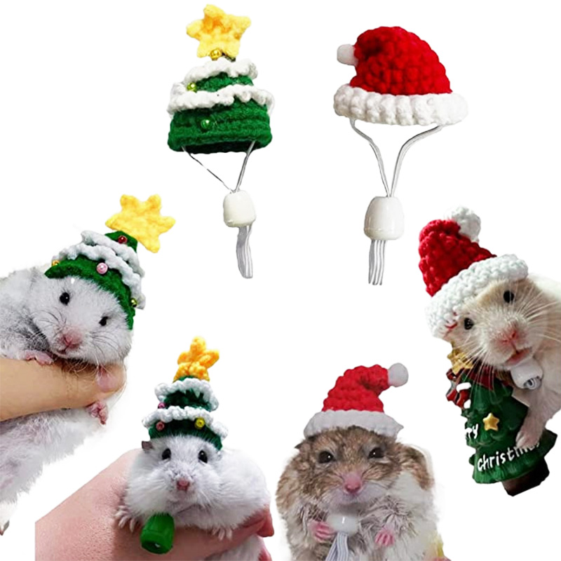 Santa Hat Plush - 손으로 짠 애완 동물 크리스마스 모자