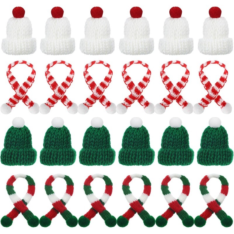 Santa Hat Plush - 5/10Pcs 크리스마스 장식 미니 니트 모자