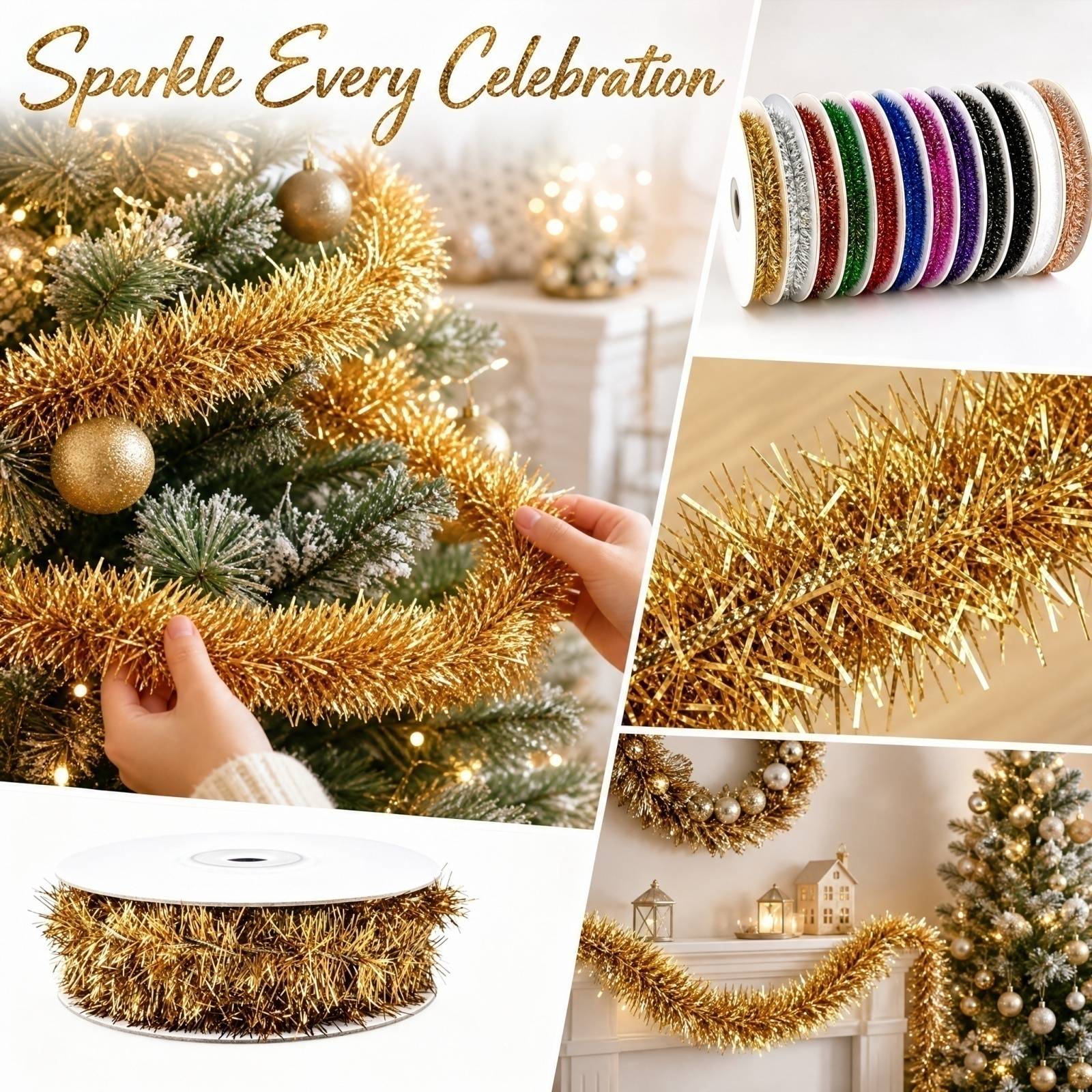 Tinsel Garland Decoration - 플라스틱 와이어 가랜드 5m 길이 9가지