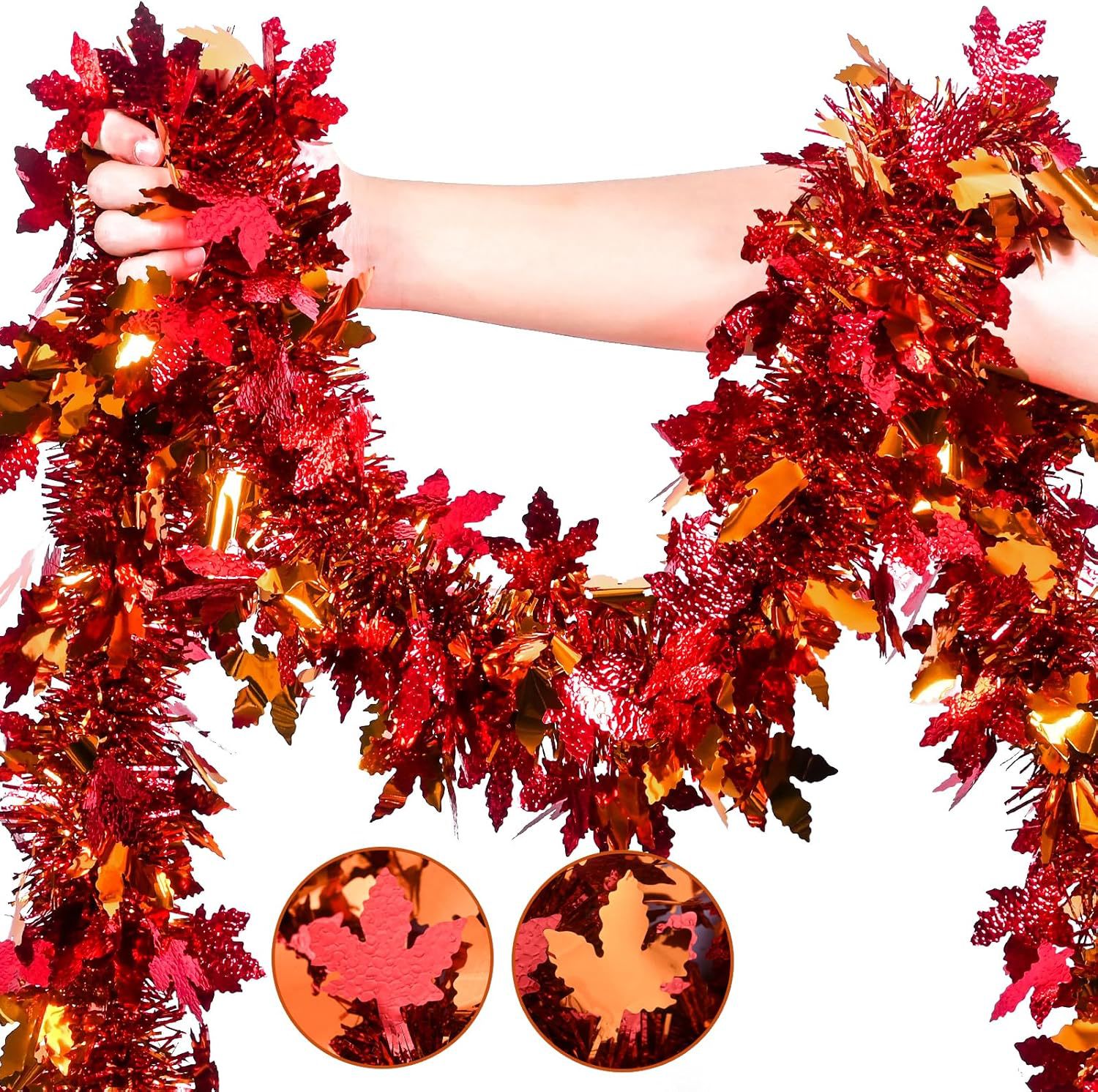 Tinsel Garland Decoration - 추수감사절 가을 반짝이 가랜드, 벽난로, 문,