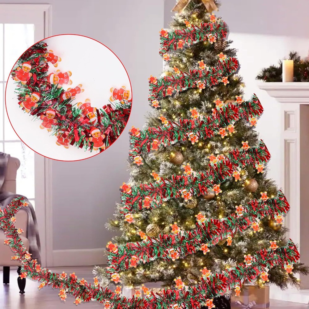 크리스마스 틴셀 가랜드 레드 그린 포일 프린지, 진저브 - Tinsel Garland Decoration 리뷰 및 가격