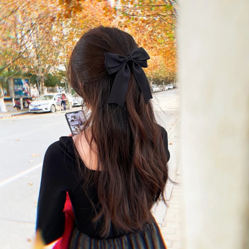 우아한 단색 블랙 레드 리본 더블 레이어드 보우 테일코 - Ribbon Bow Gift 리뷰 및 가격