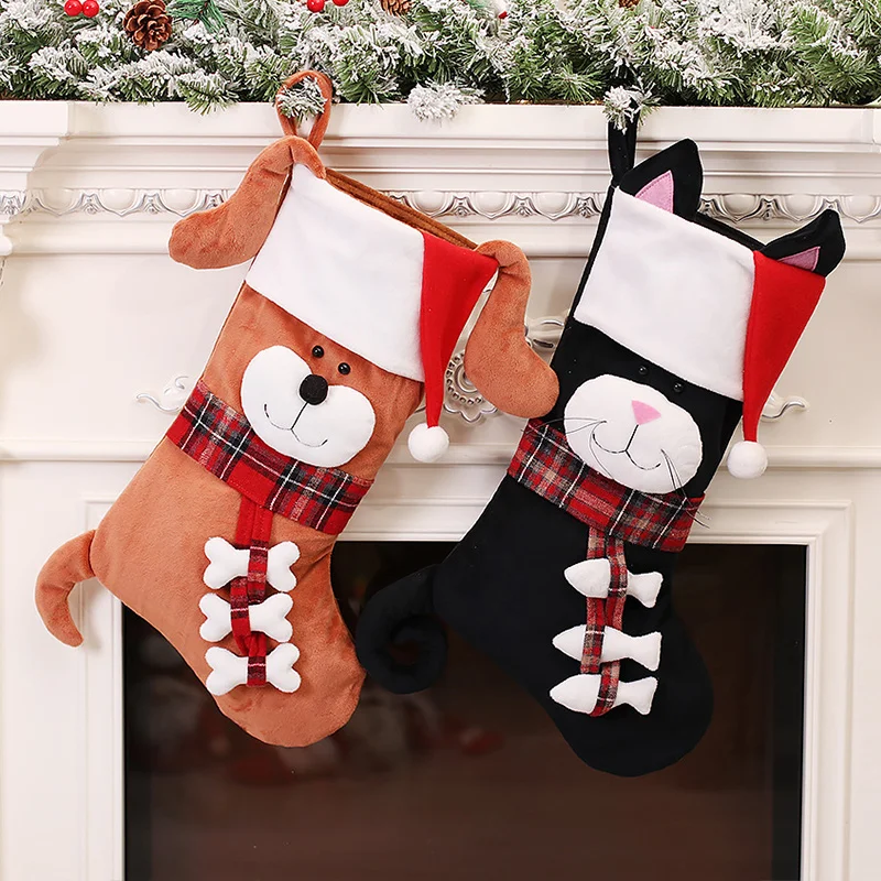 3D 동물 크리스마스 양말 플러시 강아지 고양이 장식품 - Christmas Stocking Hanging 리뷰 및 가격
