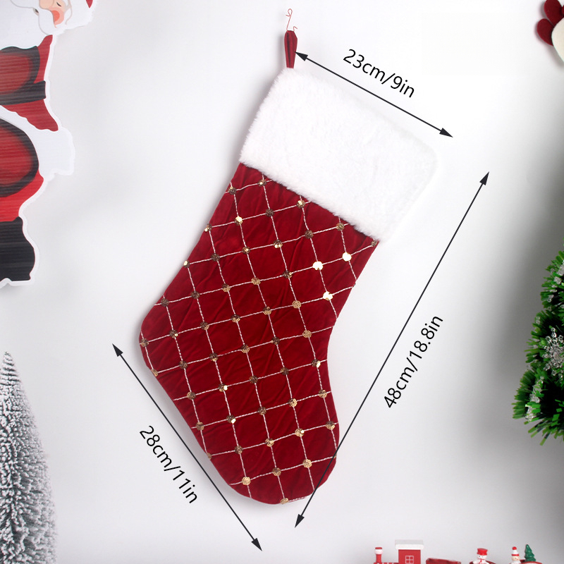크리스마스 양말 부드러운 인조 모피 체크무늬 벽난로 장 - Christmas Stocking Hanging 리뷰 및 가격