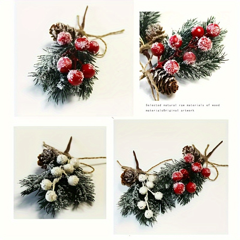12개 크리스마스 소나무 장식용 가지, 딸기, 솔방울, - Christmas Tree Artificial 리뷰 및 가격
