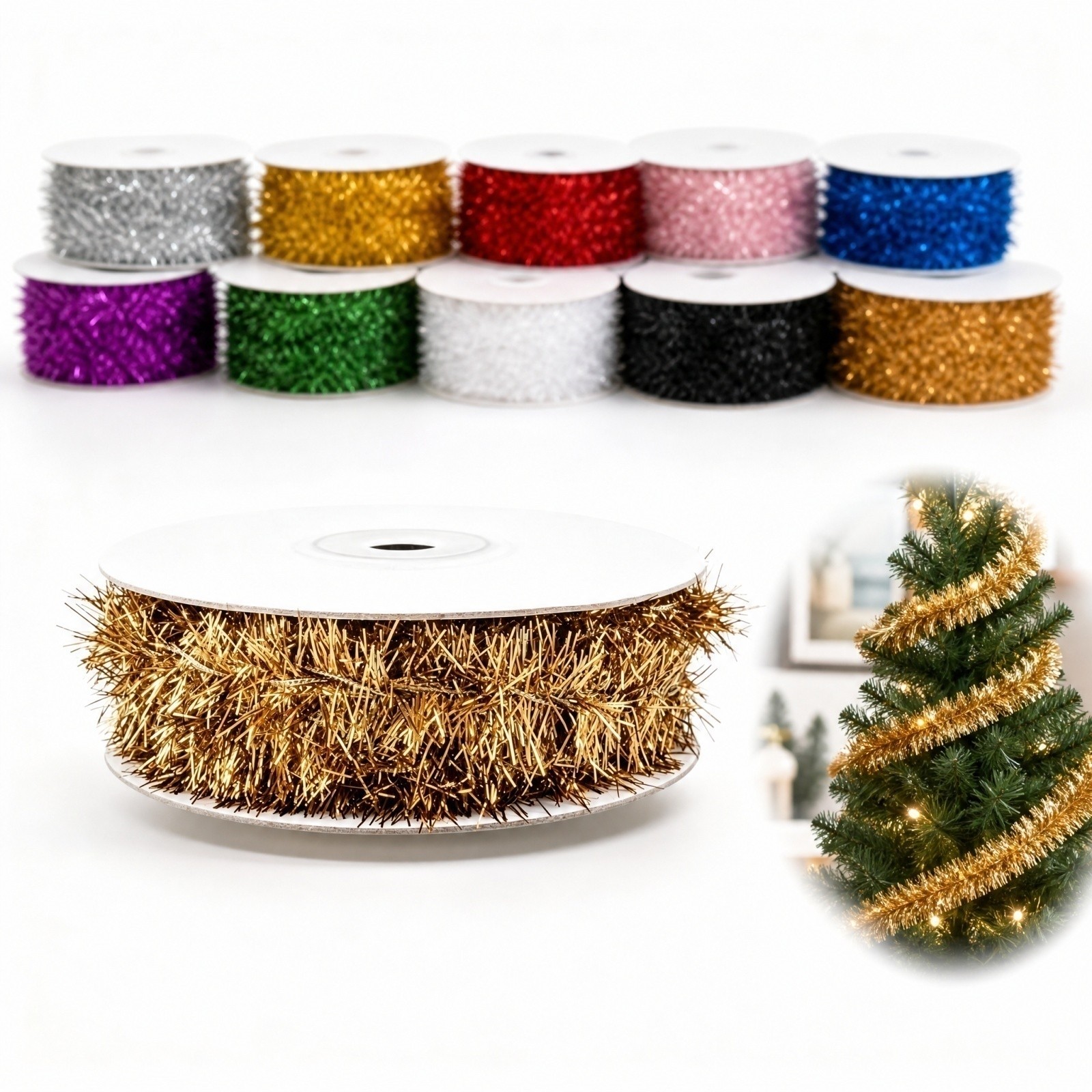 플라스틱 와이어 가랜드 5m 길이 9가지 색상 장식용  - Tinsel Garland Decoration 리뷰 및 가격