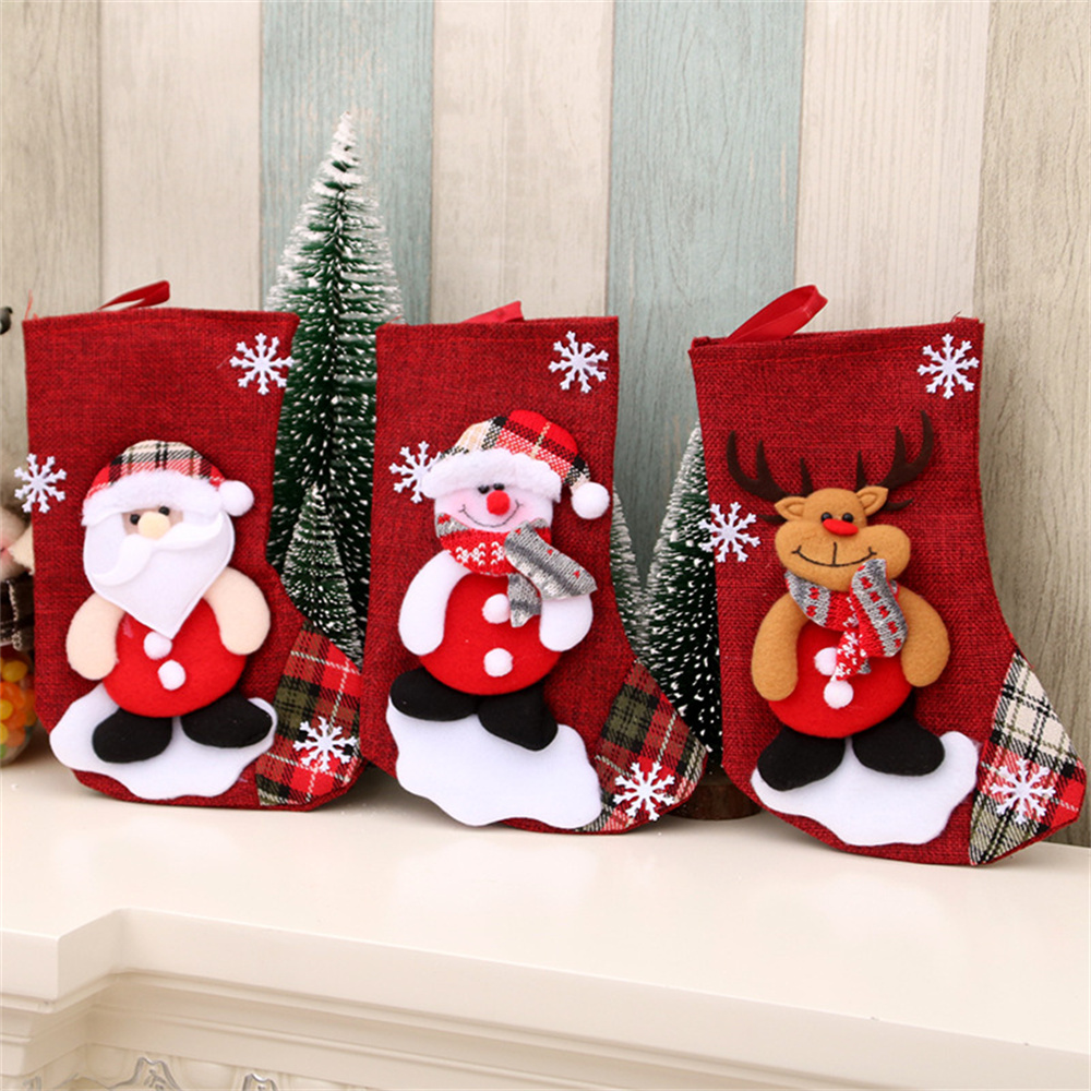 린넨 크리스마스 양말 선물 가방 장식 산타 눈사람 순록 - Christmas Stocking Hanging 리뷰 및 가격