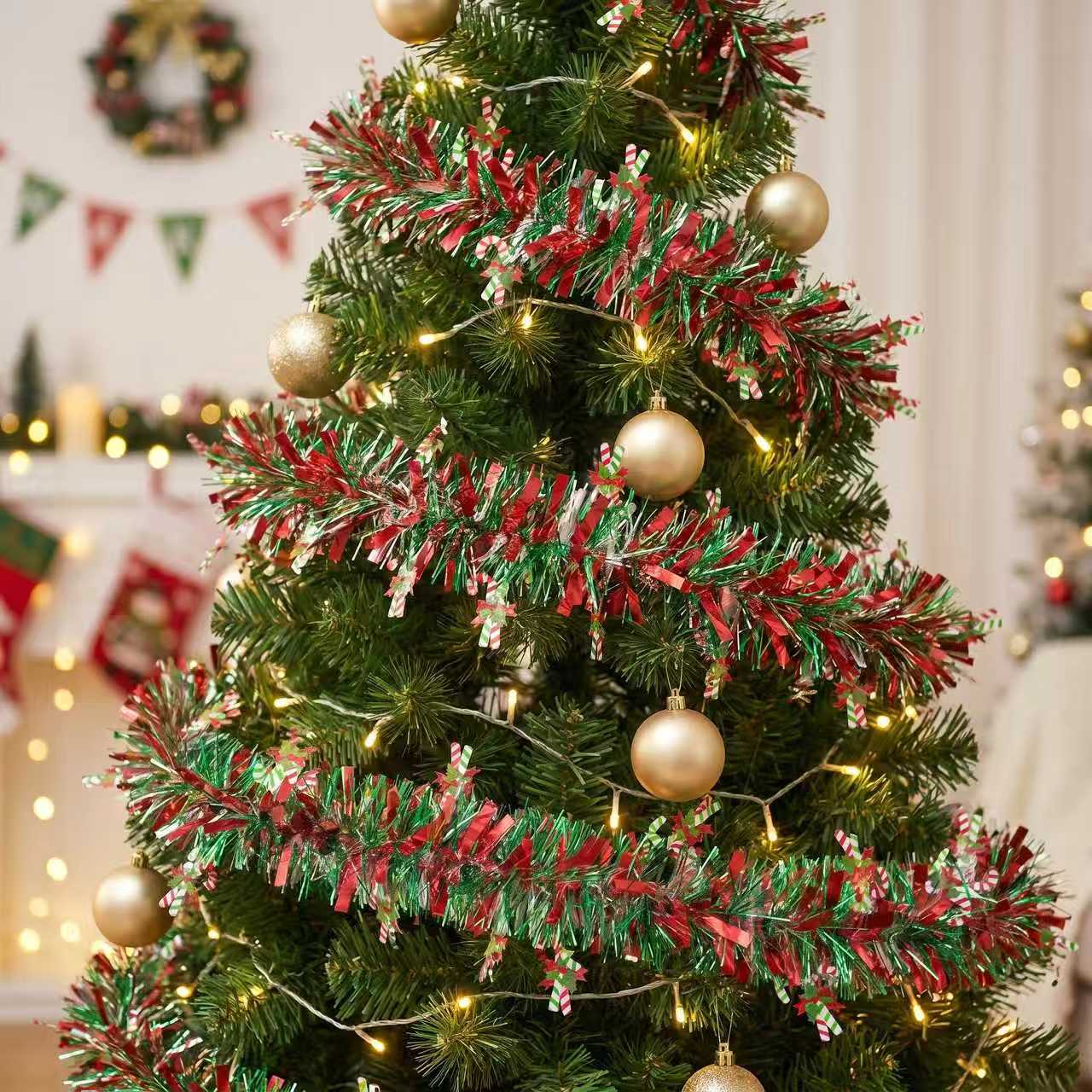 2M 크리스마스 반짝이 가랜드, 무지개빛 빨간색 녹색  - Tinsel Garland Decoration 리뷰 및 가격